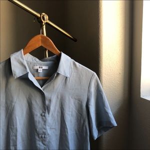 SOLD//Uniqlo baby blue button down shirt
